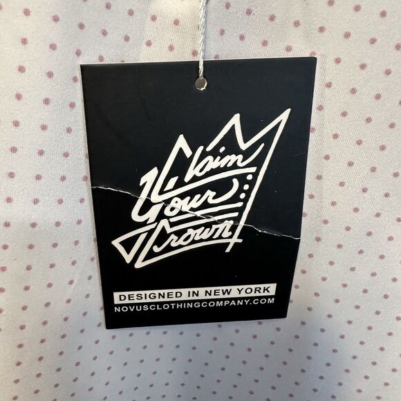 Novus Shirt Mens XL NWT White long sleeve Polo shirt with Real Men Wear Pink ACS - Picture 5 of 8